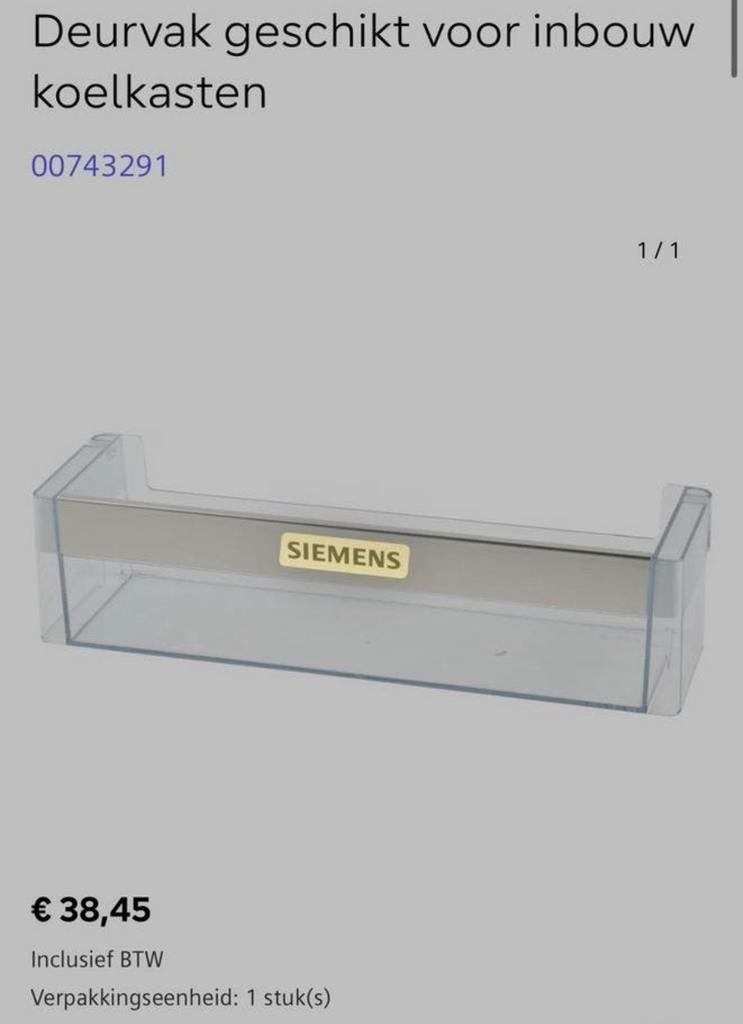 Siemens deurvak koelkast NIEUW, Ophalen of Verzenden, Zo goed als nieuw