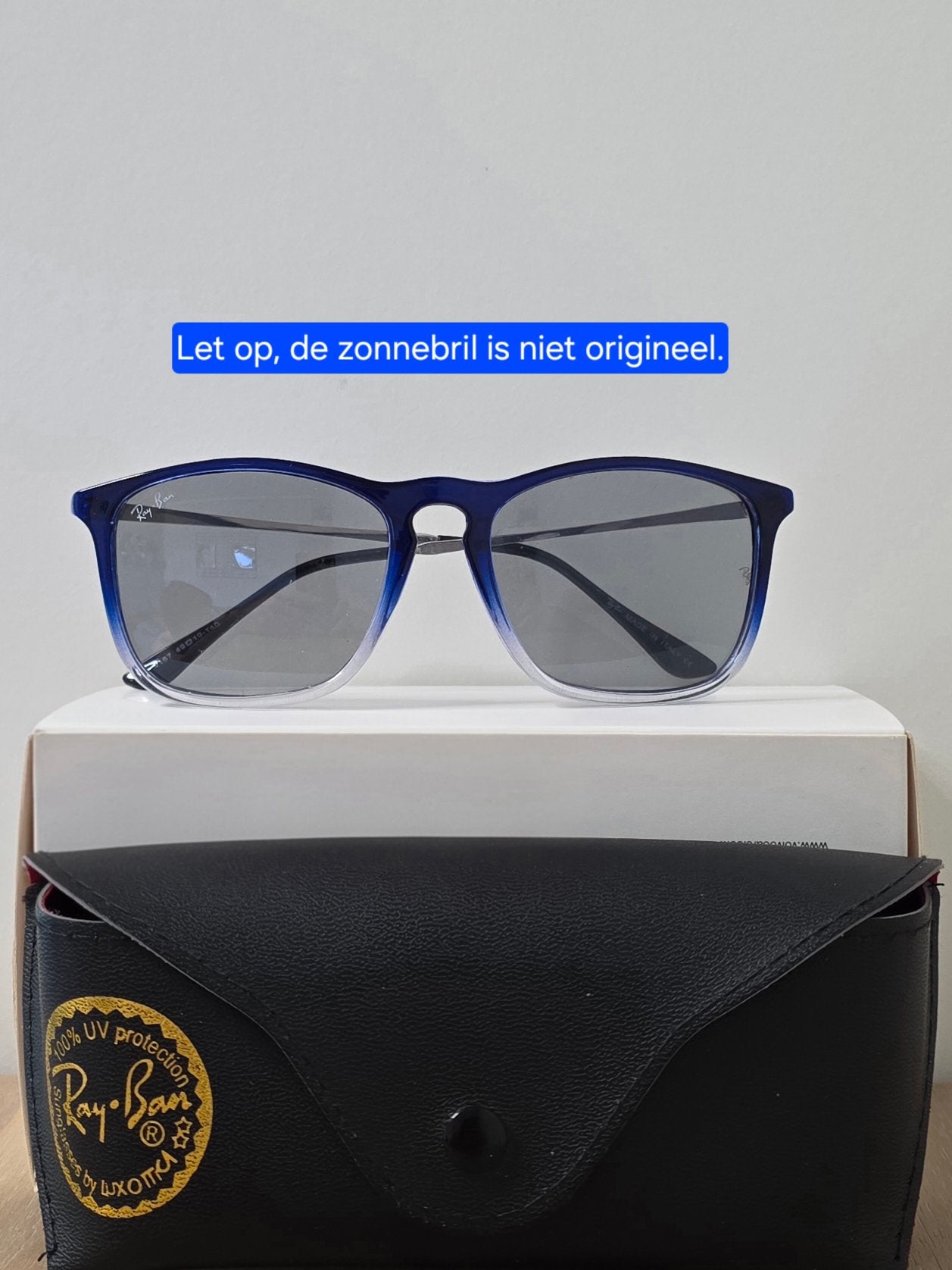 Ray-Ban Chris (RB4187) Zonnebril – Blauw/Transparant, Ophalen, Zo goed als nieuw, Blauw, Ray-Ban