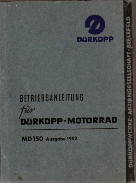 Dürkopp MD 150 Betriebsanleitung 1952 (4573z), Motoren, Verzenden, Overige merken