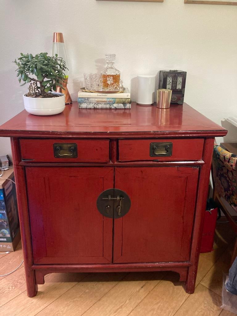 Authentieke Chinese Bruidskast met Verborgen Compartiment, Ophalen, Zo goed als nieuw, 75 cm of meer, 100 tot 150 cm