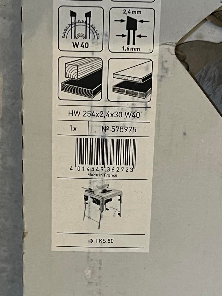 Festool HW 254x2,4x30 W40 zaagblad voor TKS 80, Doe-het-zelf en Verbouw, Gereedschap | Zaagmachines, Ophalen, Nieuw, Cirkelzaag
