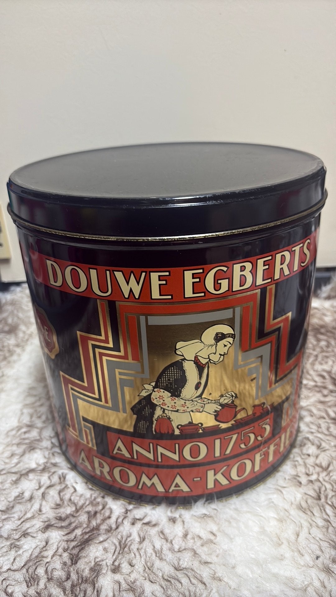 Vintage Douwe Egberts blik, Verzamelen, Ophalen, Gebruikt, Koffie, Douwe Egberts