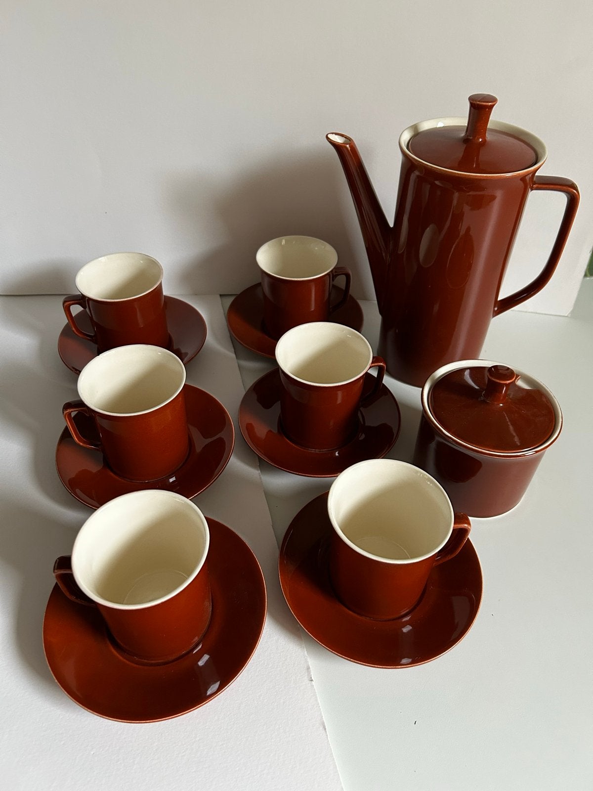 Vintage jaren 70 Villeroy & Boch koffieservies - bruin, Gebruikt, Keramiek, Villeroy & Boch, Vintage