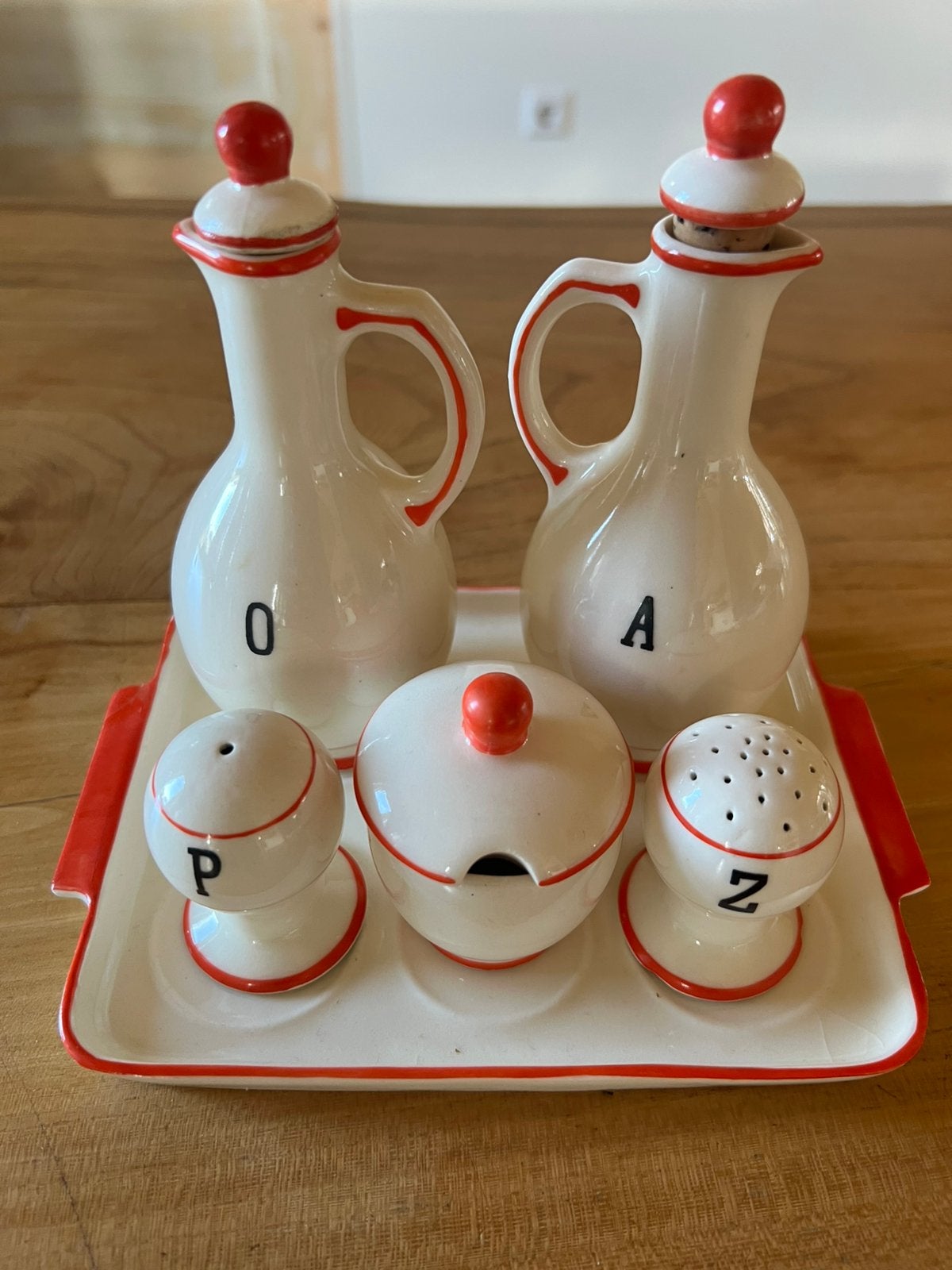 Antieke Porceleinen set Olie/Azijn/Peper/Zout, Antiek en Kunst, Ophalen of Verzenden