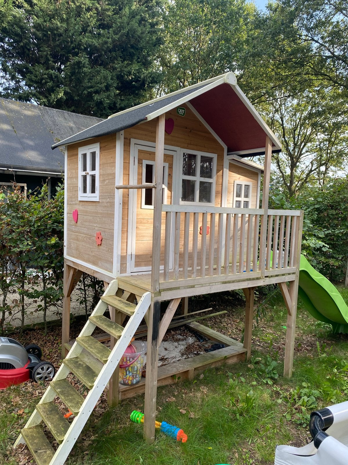 Loft speelhuis met zandbak en glijbaan (excl. spulletjes), Kinderen en Baby's, Ophalen, Zo goed als nieuw, Hout