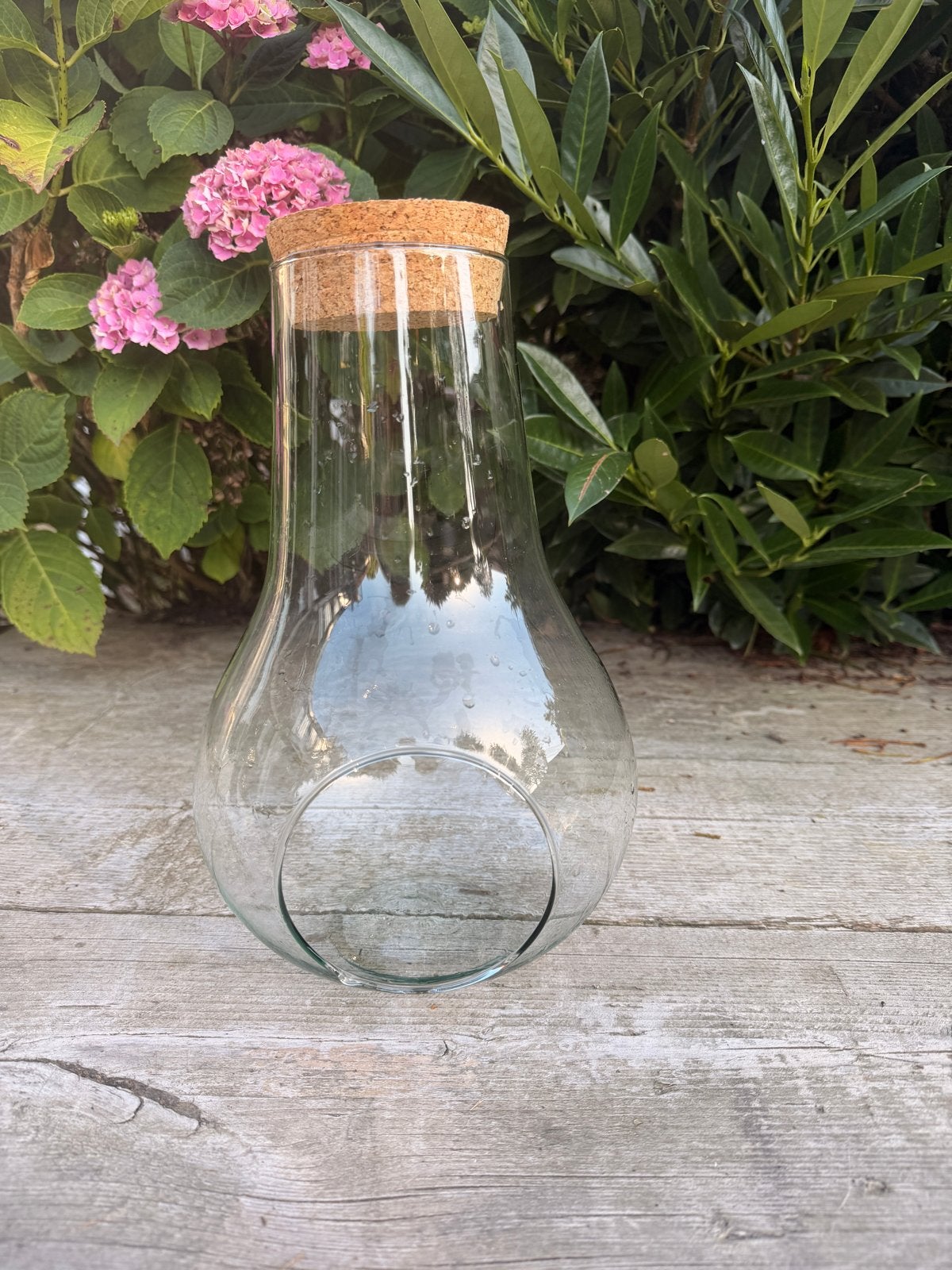 Glazen Bloempot met Kurk - 30 cm hoog, Ophalen, Overige materialen, Rond, Binnen
