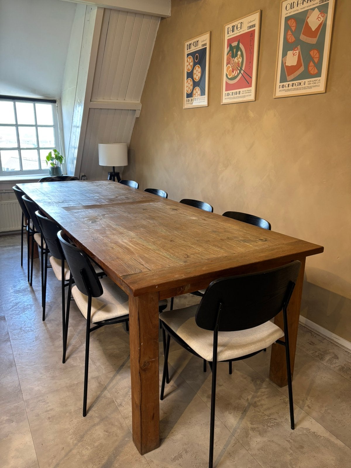 Robuuste houten klooster tafel 300 x 99 cm, Ophalen, Klooster tafel, 200 cm of meer, 50 tot 100 cm