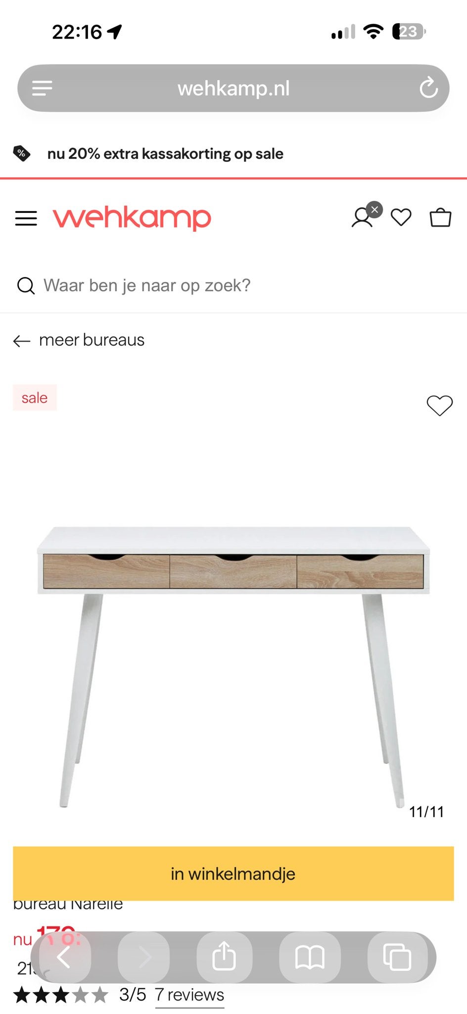 Bureau / Kaptafel met lades - Wit/Hout, Ophalen, Overige typen, Gebruikt, Wit