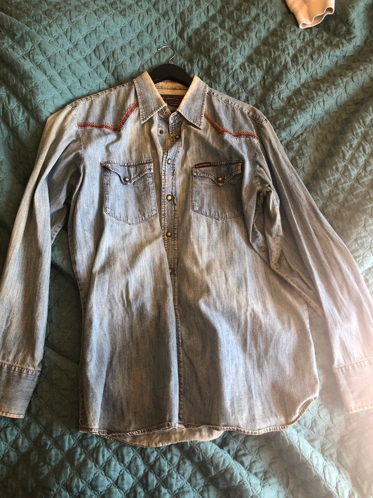 Marlboro classic blouse, Blauw, Overige jeansmaten, Gedragen, Marlboro