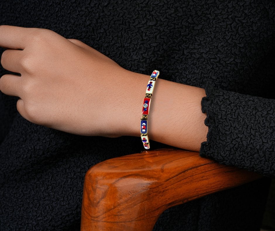 Mooie ANNE KOPLIK DESIGNS vintage email & kristal armband!, Sieraden, Tassen en Uiterlijk, Overige materialen, Overige kleuren