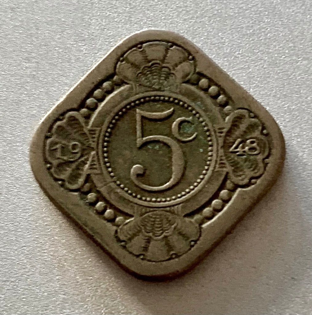 5 cent /stuiver Nederlandse Antillen / Munt van Curaçao 1948, Verzenden, Koningin Wilhelmina, 5 cent, Losse munt
