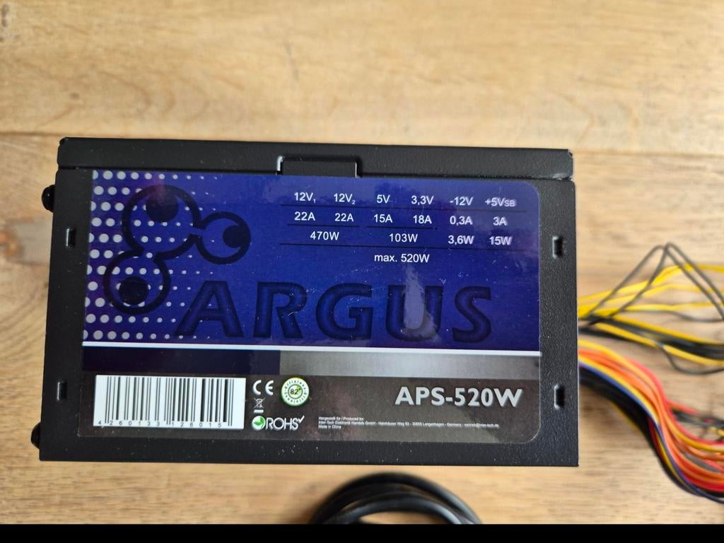 Voeding Argus APS-520W, Computers en Software, Interne voedingen, Ophalen of Verzenden, Zo goed als nieuw