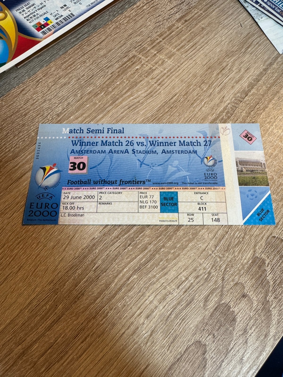 EK2000 Italië - Nederland Ticket, Ophalen of Verzenden, Gebruikt, Overige binnenlandse clubs