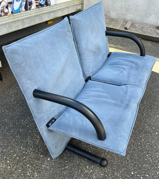 Arflex T-Line 2-zits bank en 1-zit fauteuil - suède, Gebruikt, Kunststof, Tweepersoons, 75 tot 100 cm