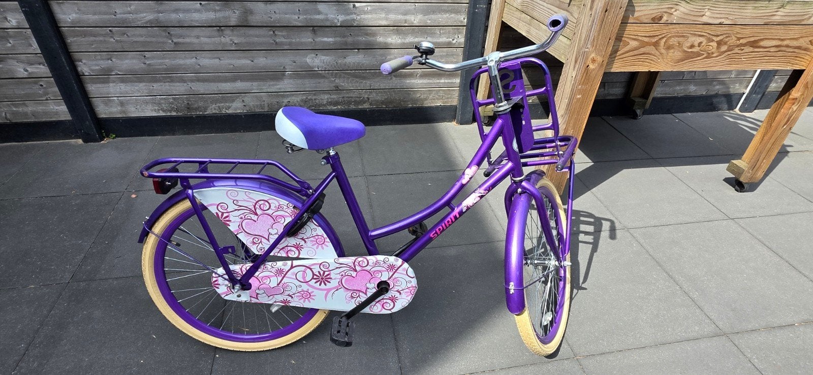 Spirit meisjesfiets 24 inch paars met voordrager, Ophalen, Terugtraprem, Spirit, Gebruikt