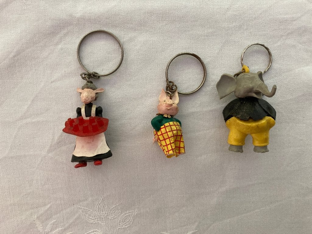 Vintage sleutelhangers geit varken en olifant set 3 stuks!, Ophalen of Verzenden, Gebruikt, Dier of Natuur