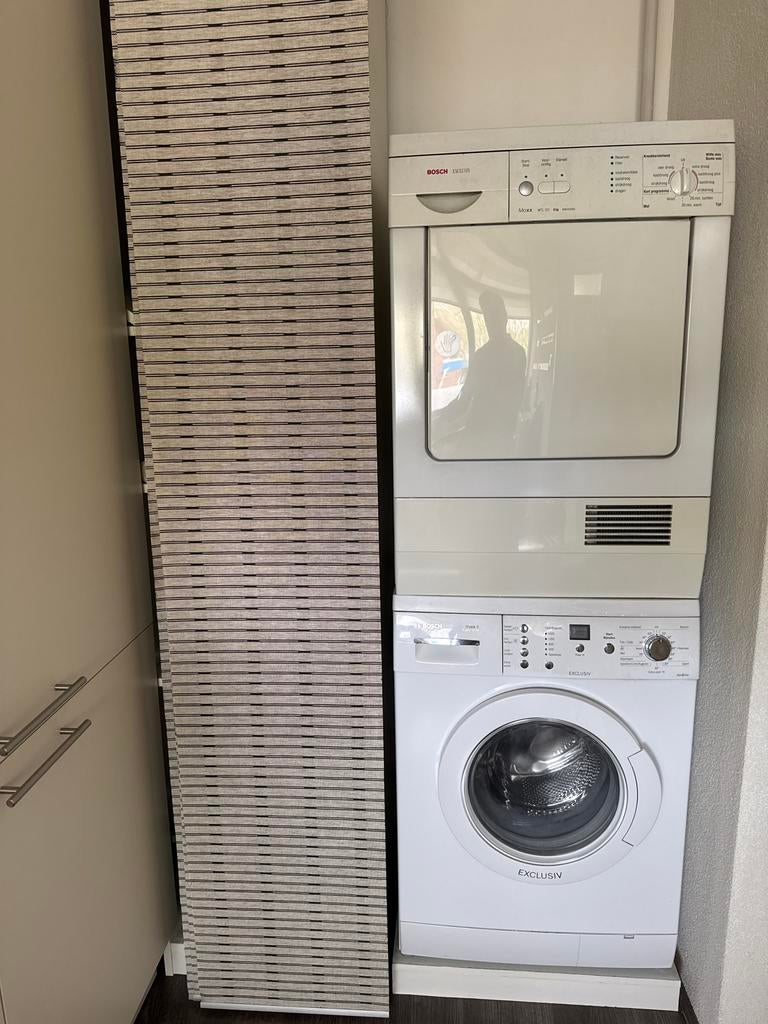 Bosch wasmachine en droger set, 6 tot 8 kg, Ophalen, Gebruikt, 85 tot 90 cm