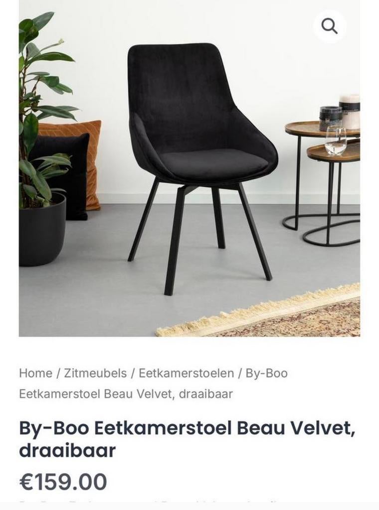 By-Boo Eetkamerstoel Beau Velvet, draaibaar 3 stuks, Ophalen, Overige kleuren, Zo goed als nieuw, Eén