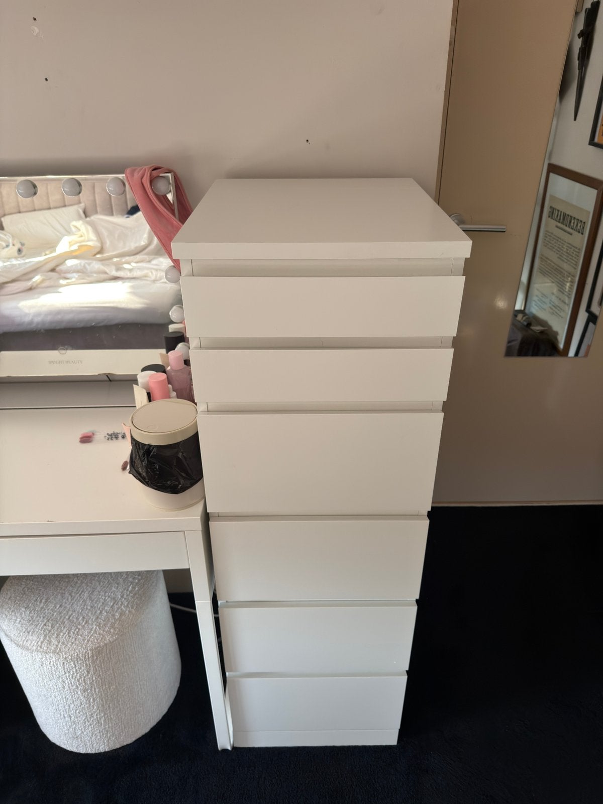 Ikea Malm lade kast met spiegel, 5 laden of meer, Zo goed als nieuw, Minder dan 100 cm, 25 tot 50 cm