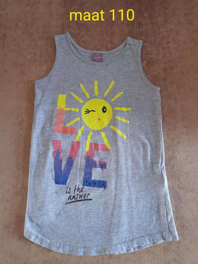 Grijs zomer hemdje shirtje maat 110 meisje, Ophalen of Verzenden, Zo goed als nieuw, Meisje, Shirt of Longsleeve