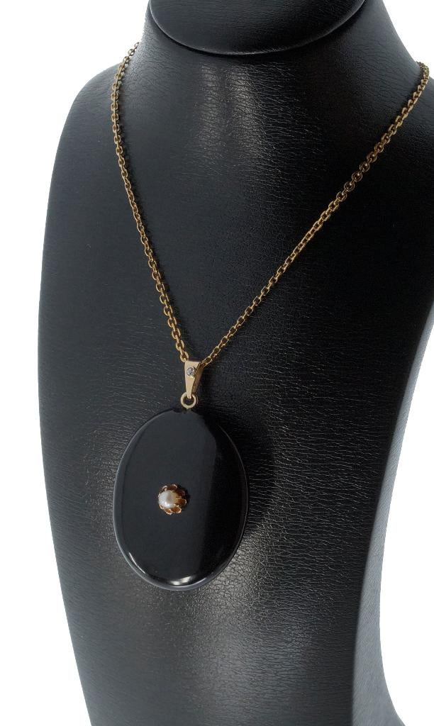 Sale Onyx 14k gouden antiek medaillon foto ketting hanger