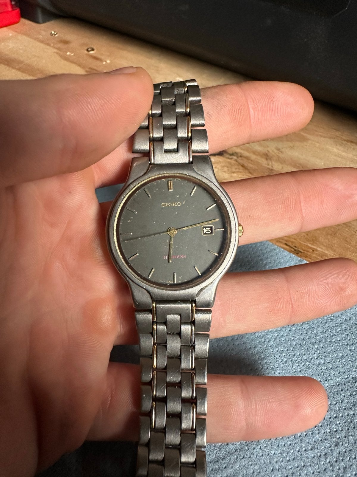 Seiko 7N22-F080 R1 Titanium Herenhorloge, Sieraden, Tassen en Uiterlijk, Gebruikt, Polshorloge, Ophalen of Verzenden, Overige materialen