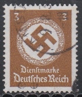 Rijk 1942 166 Dienst 3p hakenkruis, Gest, Ophalen of Verzenden, Overige periodes, Gestempeld