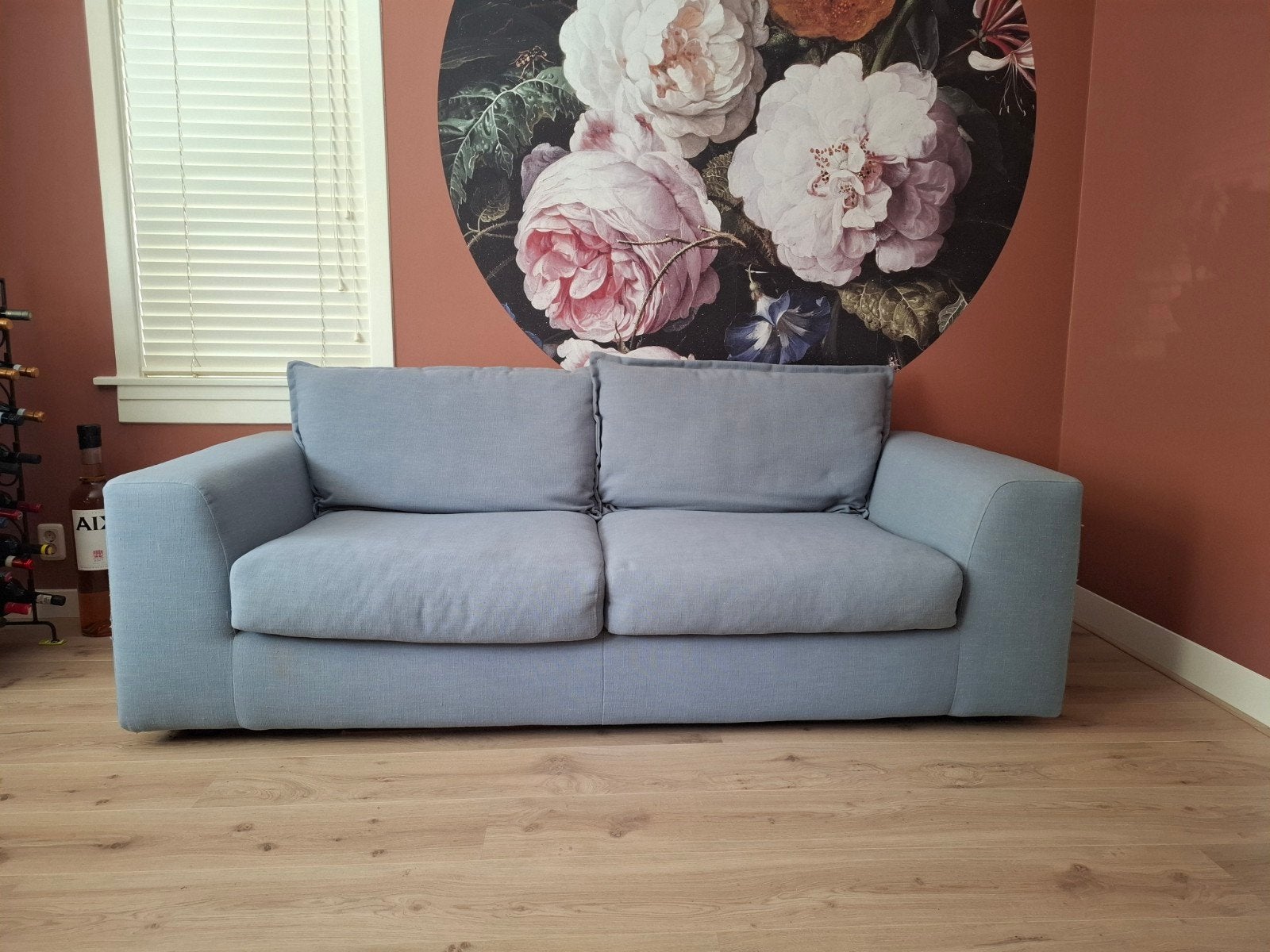 Comfortabele Trendhopper 'plof'bank - blauw/grijs, Huis en Inrichting, Ophalen, Modern, Comfortabel, Gebruikt, Minder dan 75 cm