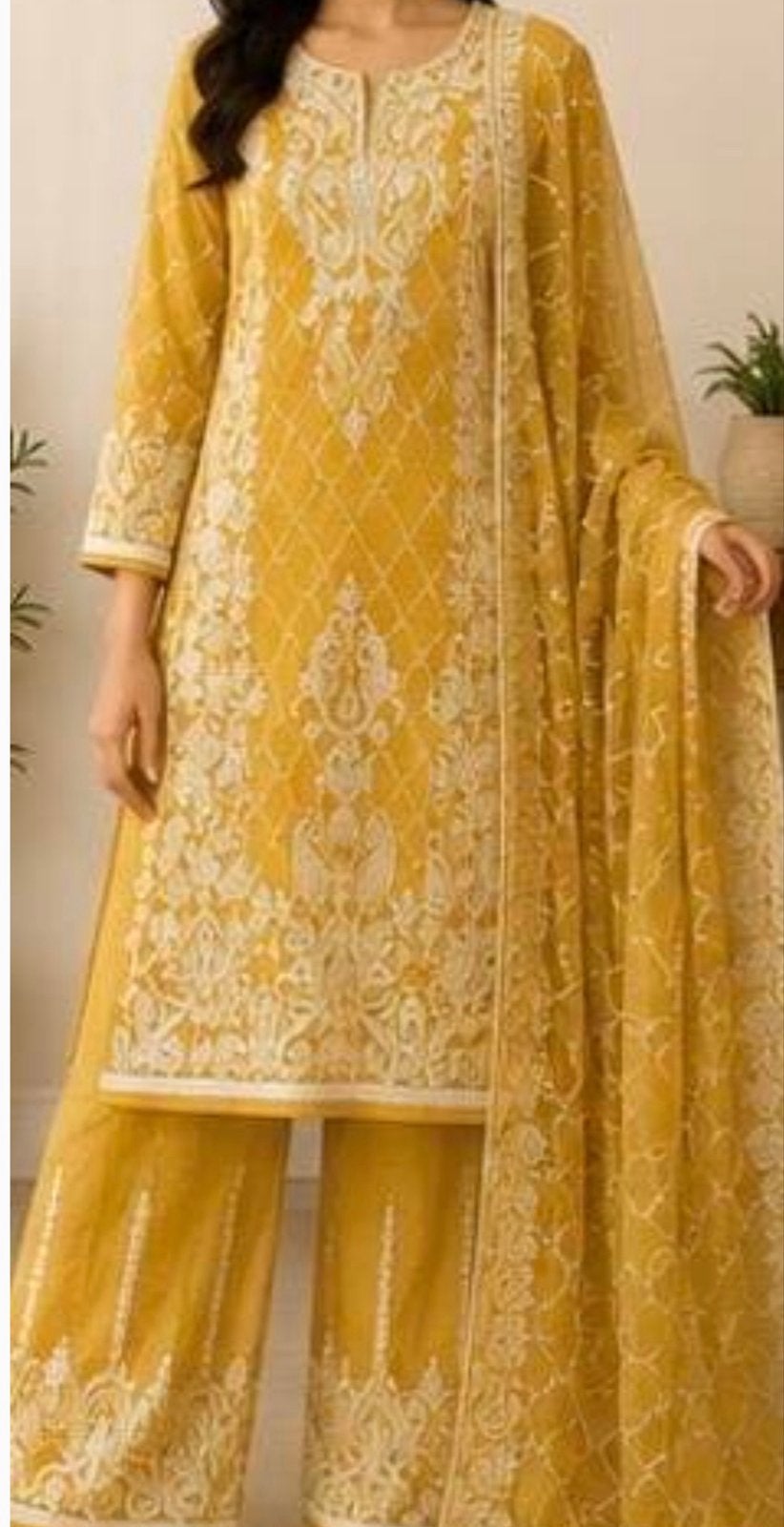 Prachtige Gele Desi Kurta Set, Kleding | Dames, Maat 38/40 (M), Geel, Nieuw, Ophalen of Verzenden