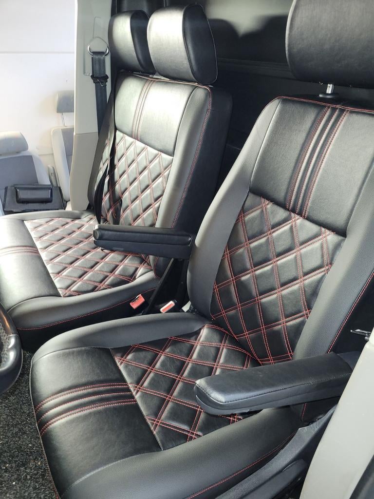 Vw transporter t5/t6 stoel en bankje+2armsteunen rode ruiten, Ophalen of Verzenden, Nieuw, Volkswagen
