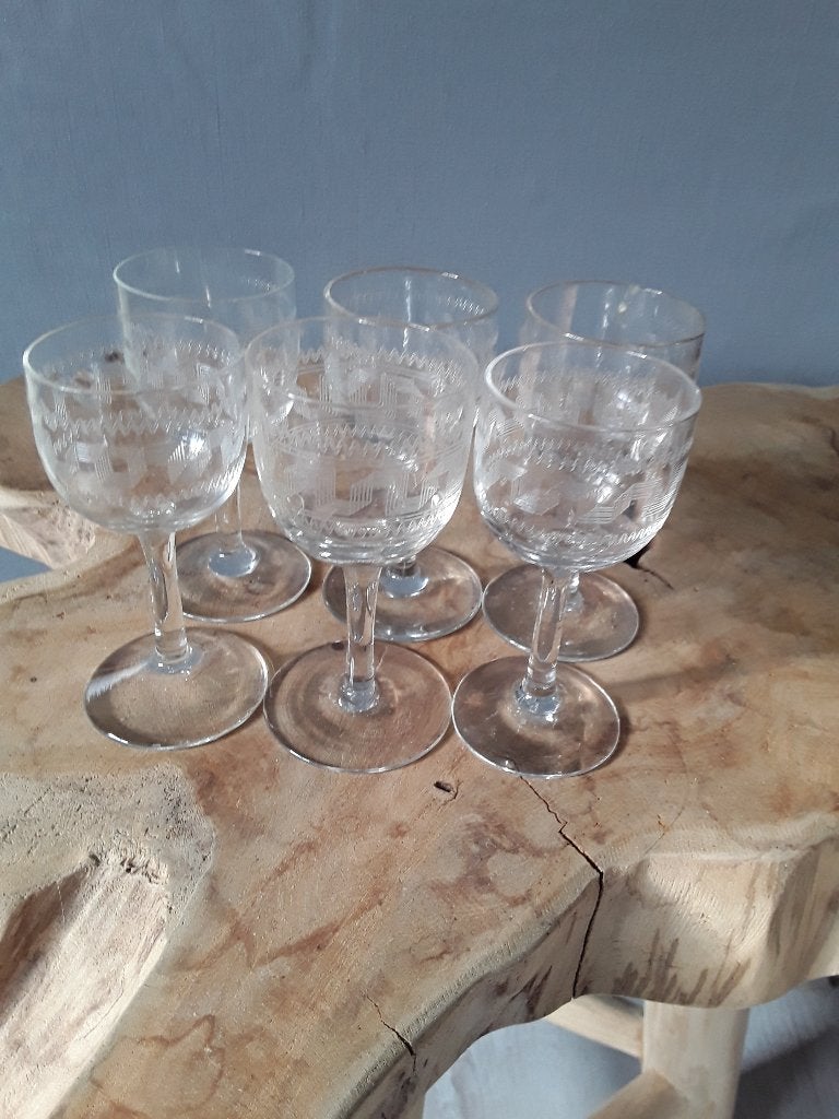 6x antieke portglazen, Antiek en Kunst, Ophalen