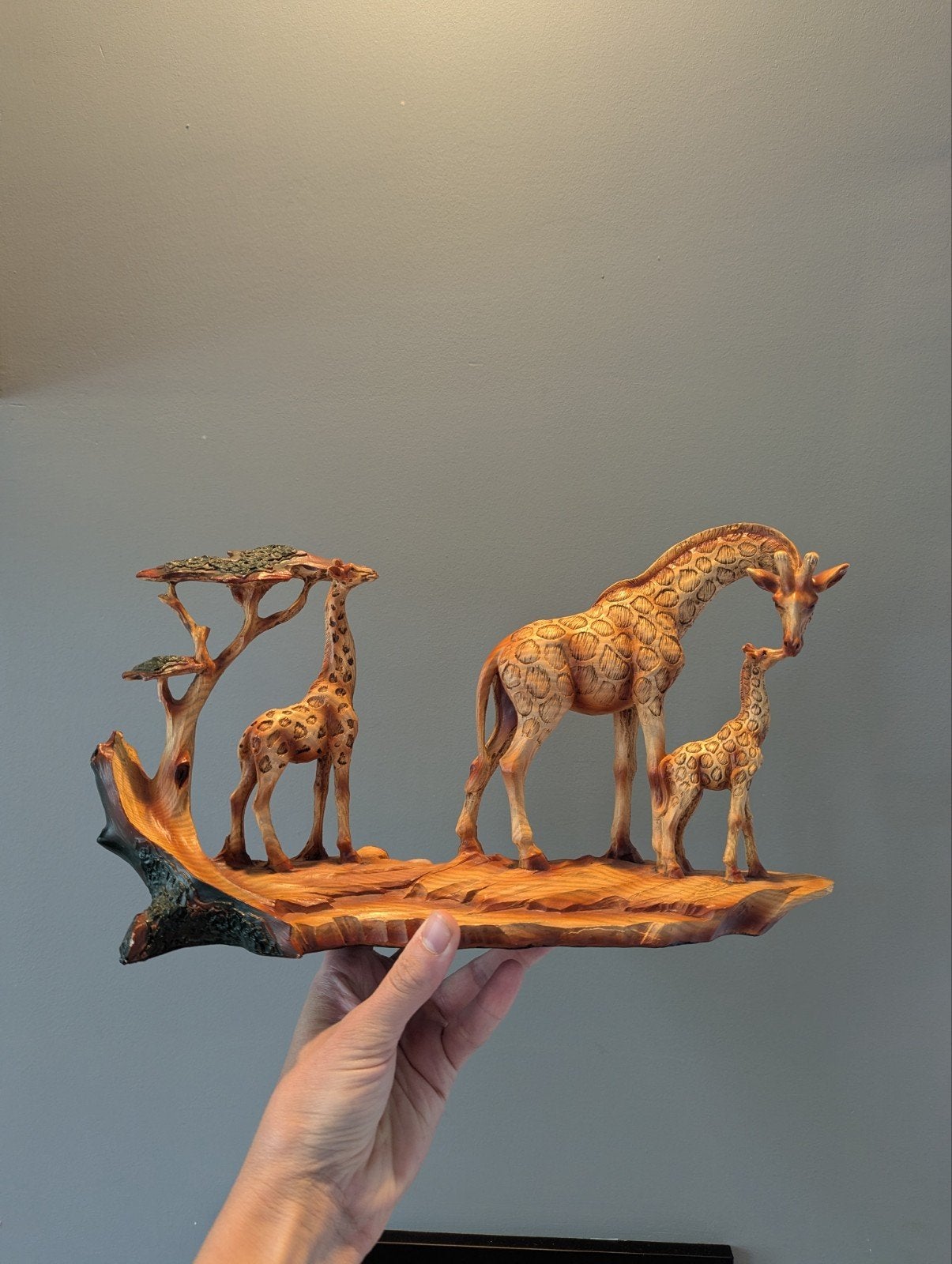 Decoratie giraffenfamilie Safari hout decoratie, Ophalen, Zo goed als nieuw, Rechthoekig, Hout