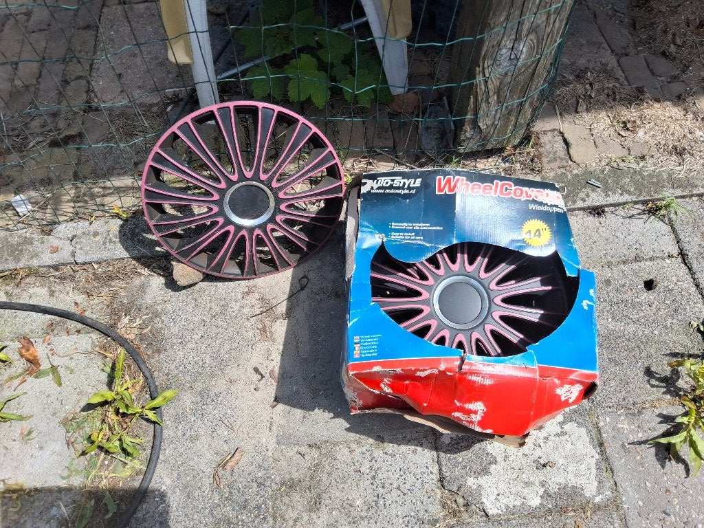 wieldoppen 14" rose, Auto diversen, Gebruikt, Ophalen of Verzenden