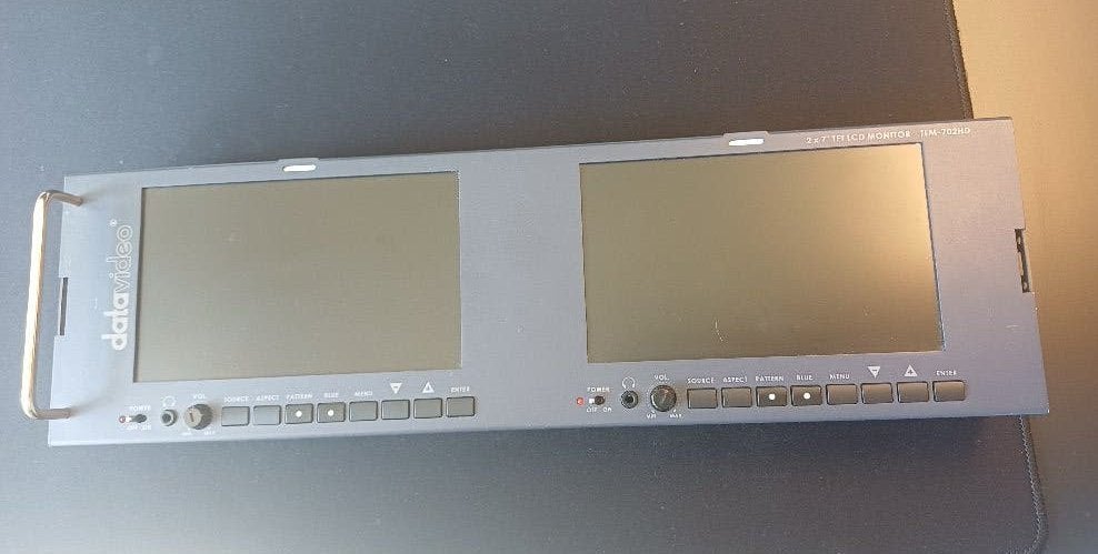 Datavideo TLM-702 Dual 7" TFT LCD Monitor Rack-Mount, Ophalen, Gebruikt, Overige typen, Onbekend