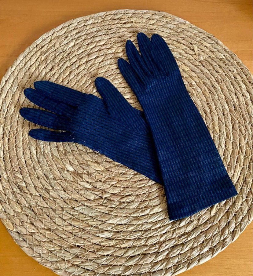 "Retro opera handschoenen donkerblauw, Kleding | Dames, Ophalen of Verzenden, Zo goed als nieuw, Handschoenen
