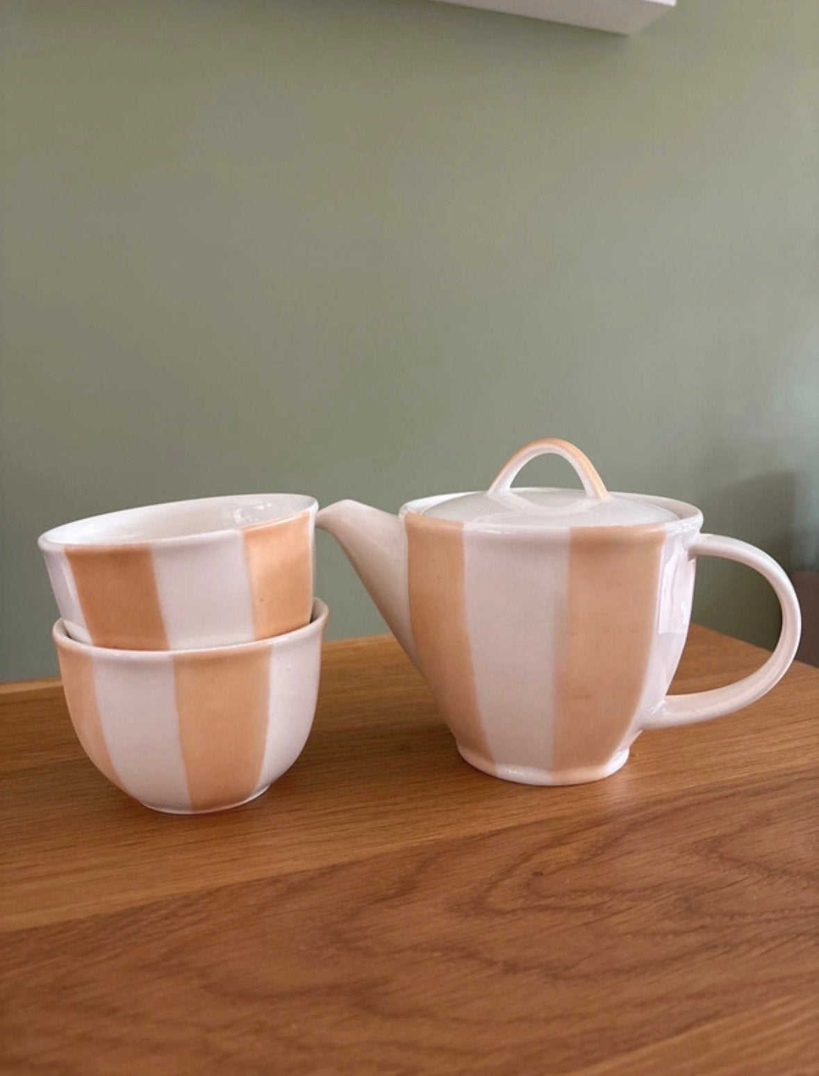 Villeroy & Boch theepot en kopjes, gestreept design, Ophalen of Verzenden