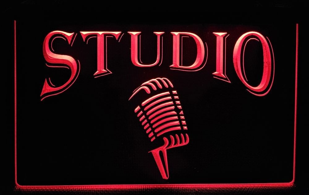 Studio microfoon rood led reclame ledlamp wanddeco deco, Info@deconoord.nl, Deco Noord, Nieuw, Ophalen of Verzenden