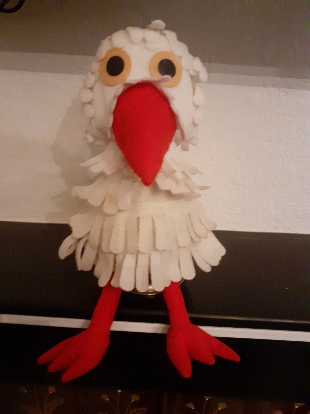Juffrouw Ooievaar handpop groot model, Ophalen of Verzenden, Zo goed als nieuw, Pop