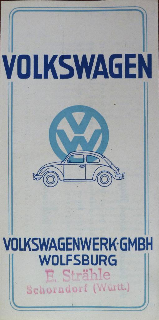 Folder VOLKSWAGEN Kever 1948 Bril Kever, Ophalen of Verzenden, Nieuw, Volkswagen