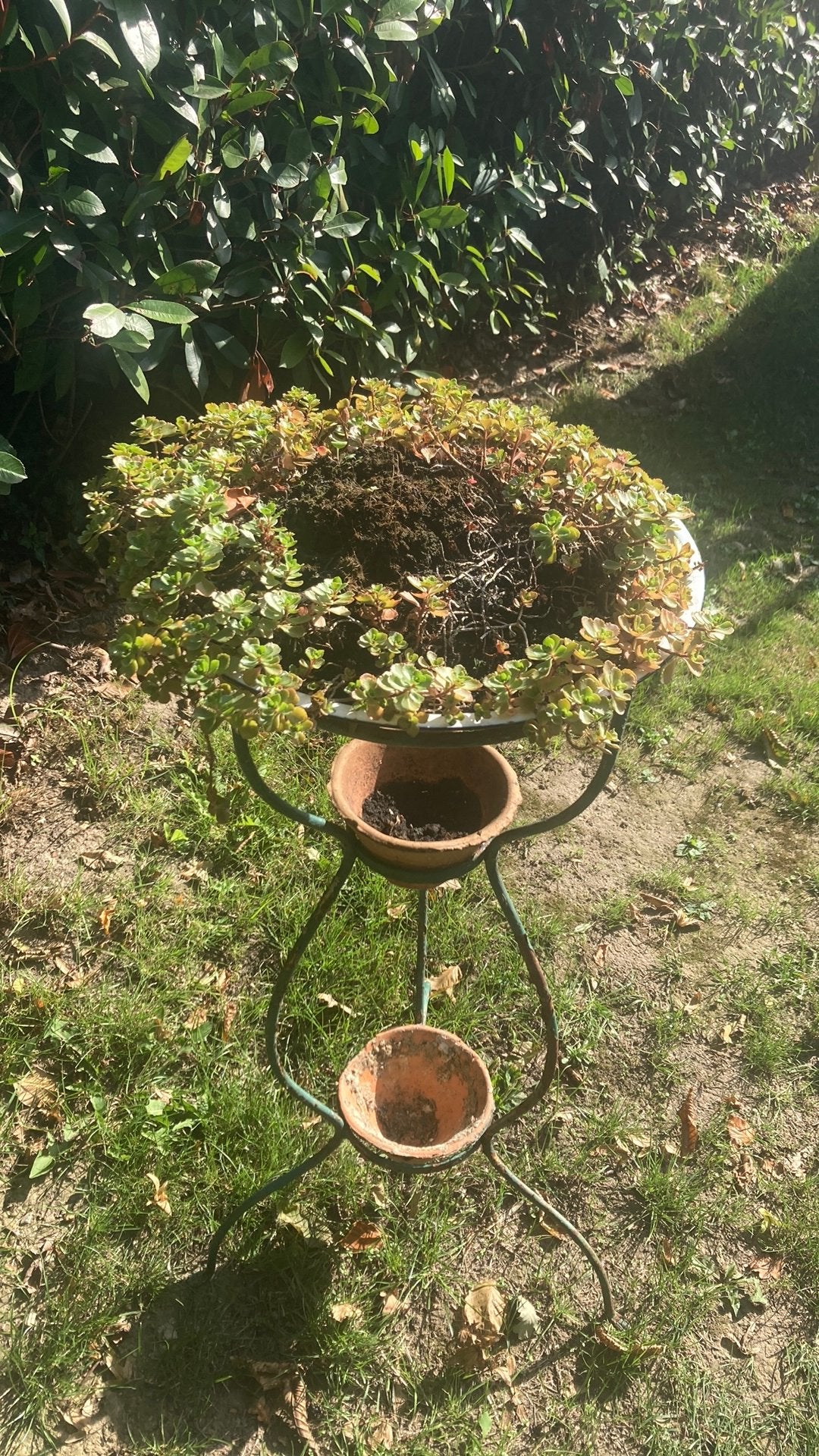 Vintage metalen plantenstandaard  , plantenetagere, Tuin en Terras, Ophalen, Gebruikt, Rond, Metaal