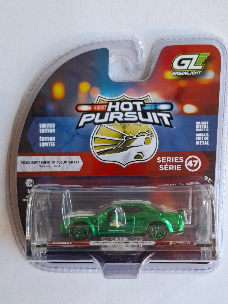 2020 Dodge Challenger Greenlight 1/64 chase Hot Pursuit, Ophalen of Verzenden, Nieuw, Auto