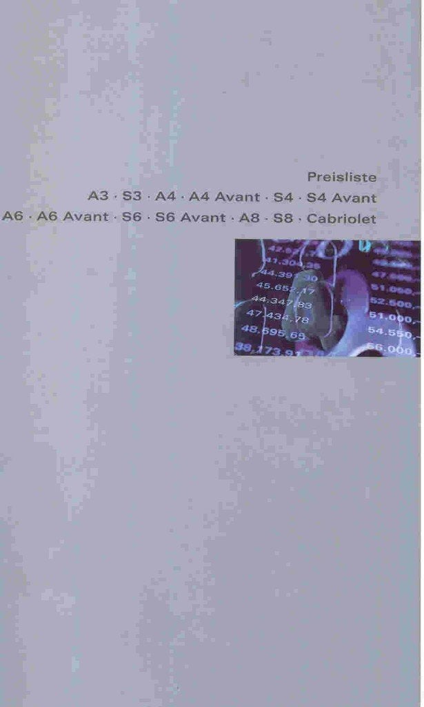 Audi Preisliste (sept. 1999) A3, S3, A4, A4 Avant, S4, e.a., Ophalen of Verzenden, Nieuw, Audi