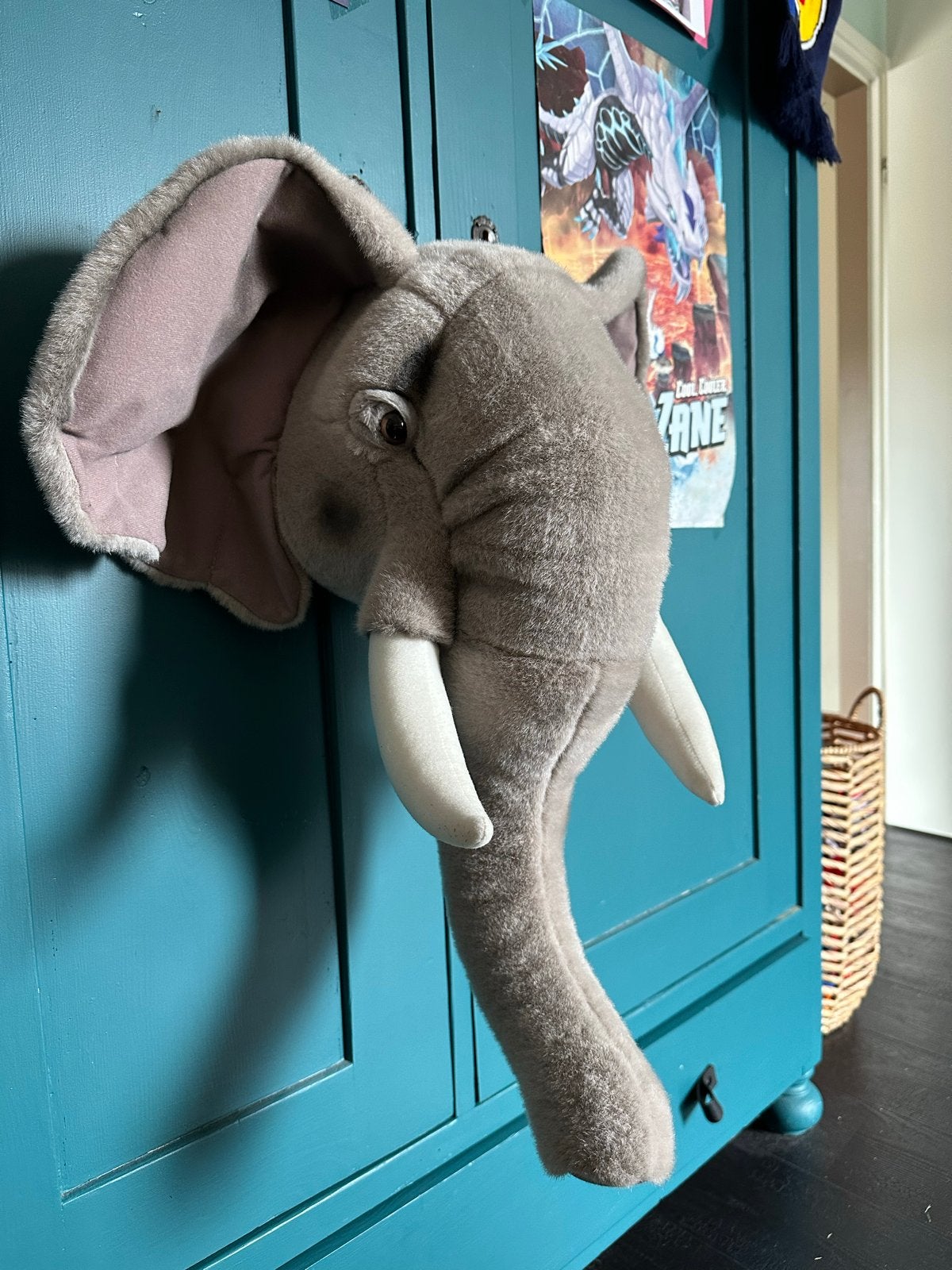 Bibib olifantenkop - wild and soft  - dierenhoofd, Grijs, Ophalen of Verzenden, Zo goed als nieuw, Middelgroot (20 tot 80 cm)