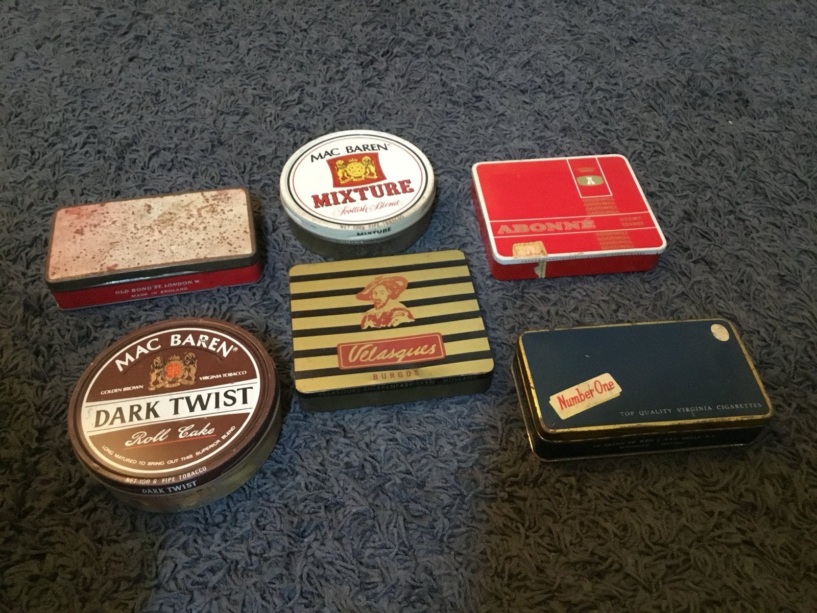 Vintage Tabaksblikken - Mac Baren, Velasques, Abonne, Verzamelen, Ophalen of Verzenden, Gebruikt, Overige, Overige merken