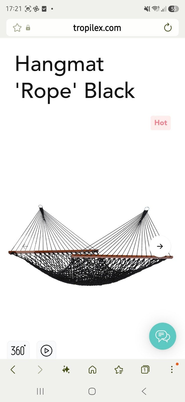 tropilex Hangmat Zwart - rope - Familie Model - Nieuw in, Tuin en Terras, Hangmatten, Ophalen, Nieuw, Binnen