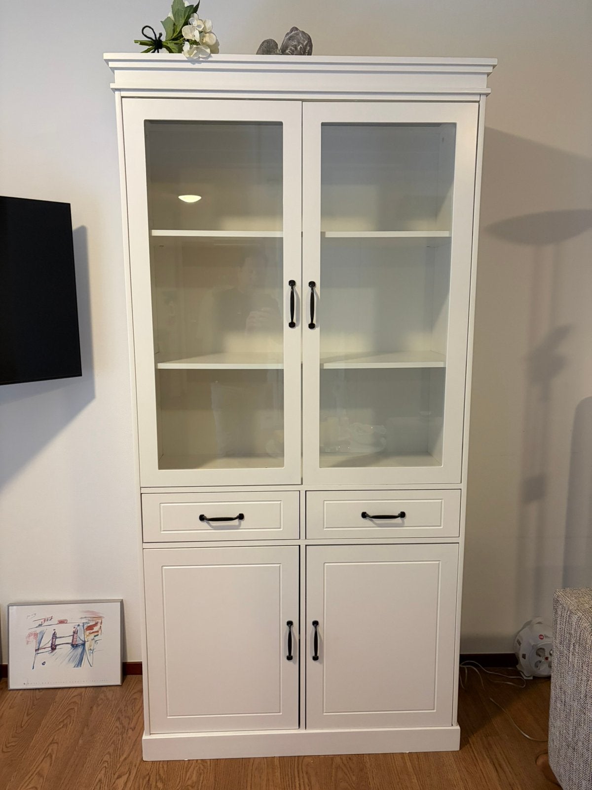 Vitrinekast buffetkast wit, Huis en Inrichting, Kasten | Vitrinekasten, Ophalen, Met deur(en), Grenenhout, 50 tot 100 cm