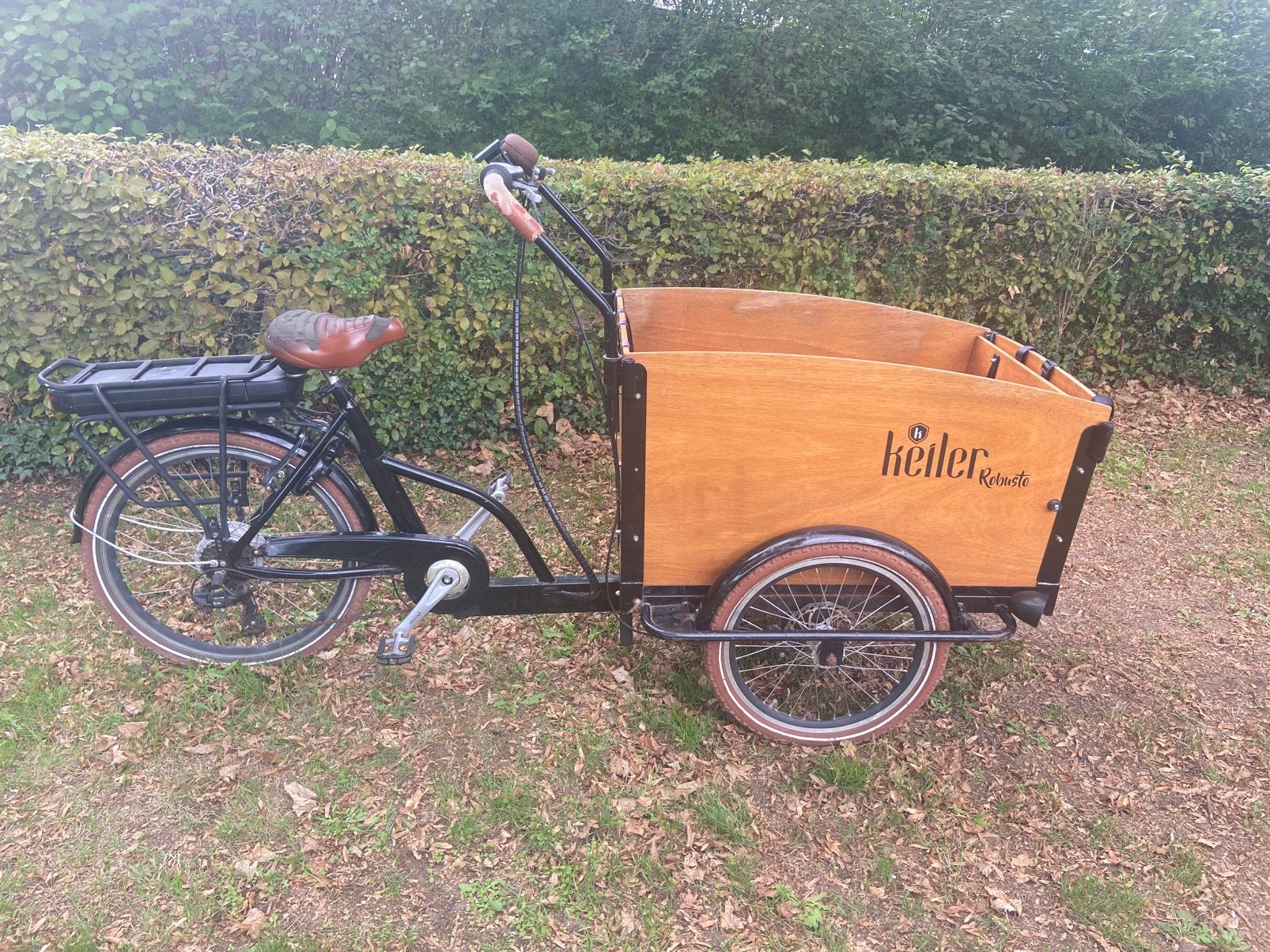 Elektrische bakfiets keiler robusto met afdekzeil, Fietsen en Brommers, 4 kinderen of meer, Gebruikt, Elektrisch, Ophalen