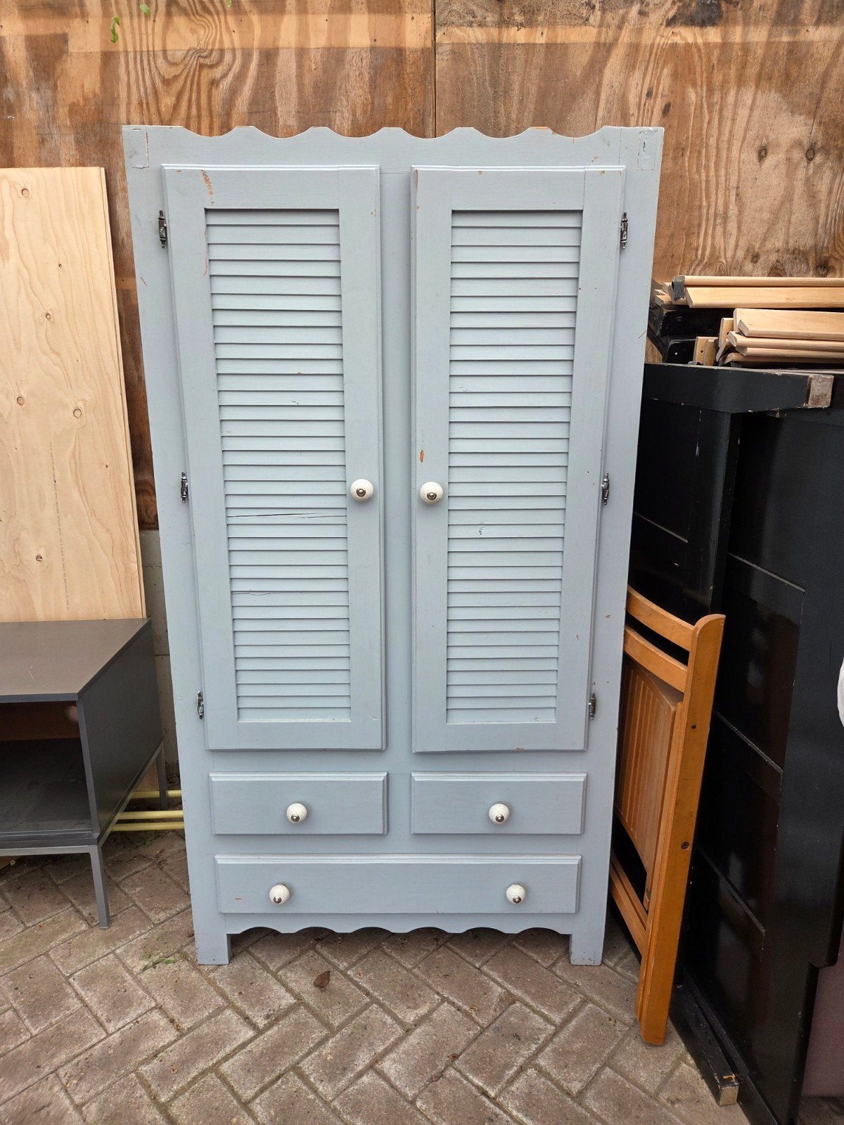 Brocante kast, legkast kledingkast linnenkast, Ophalen, 50 tot 70 cm, 105 cm of meer, 100 cm of meer