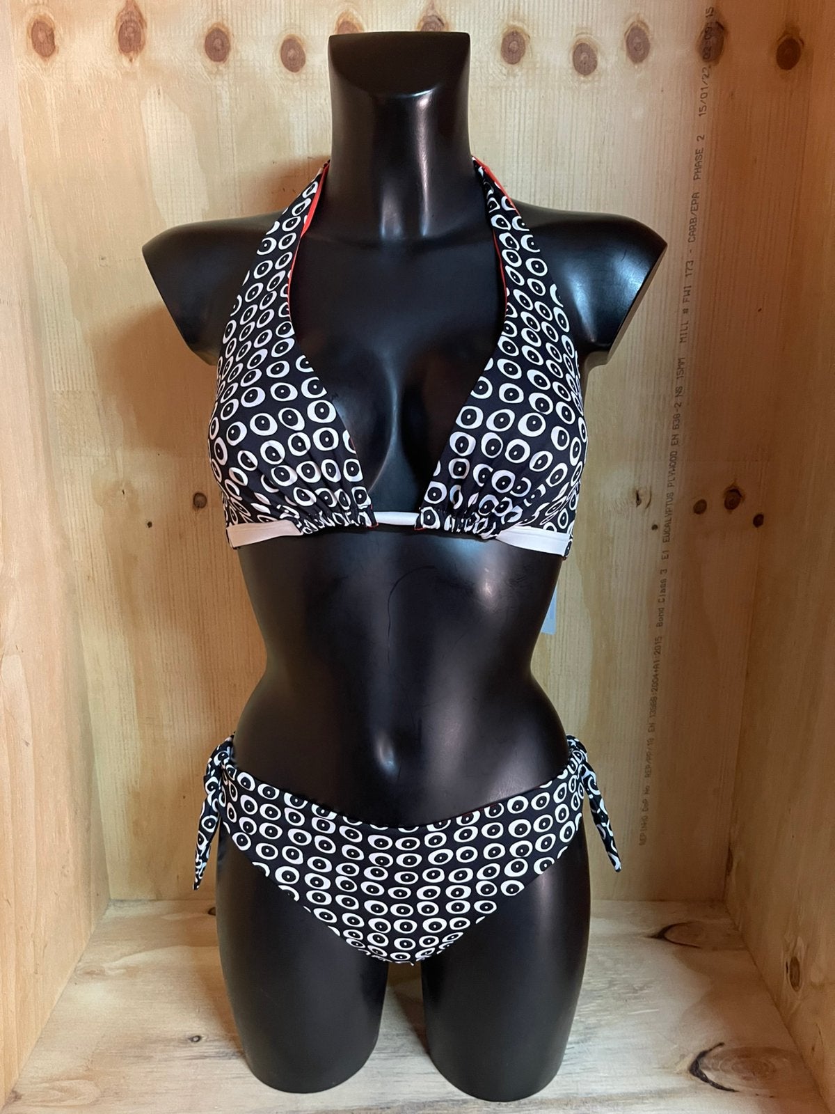 Madis halter bikini maat 75c - 80c - 85c pop art, Verzenden, Nieuw, Zwart, Bikini