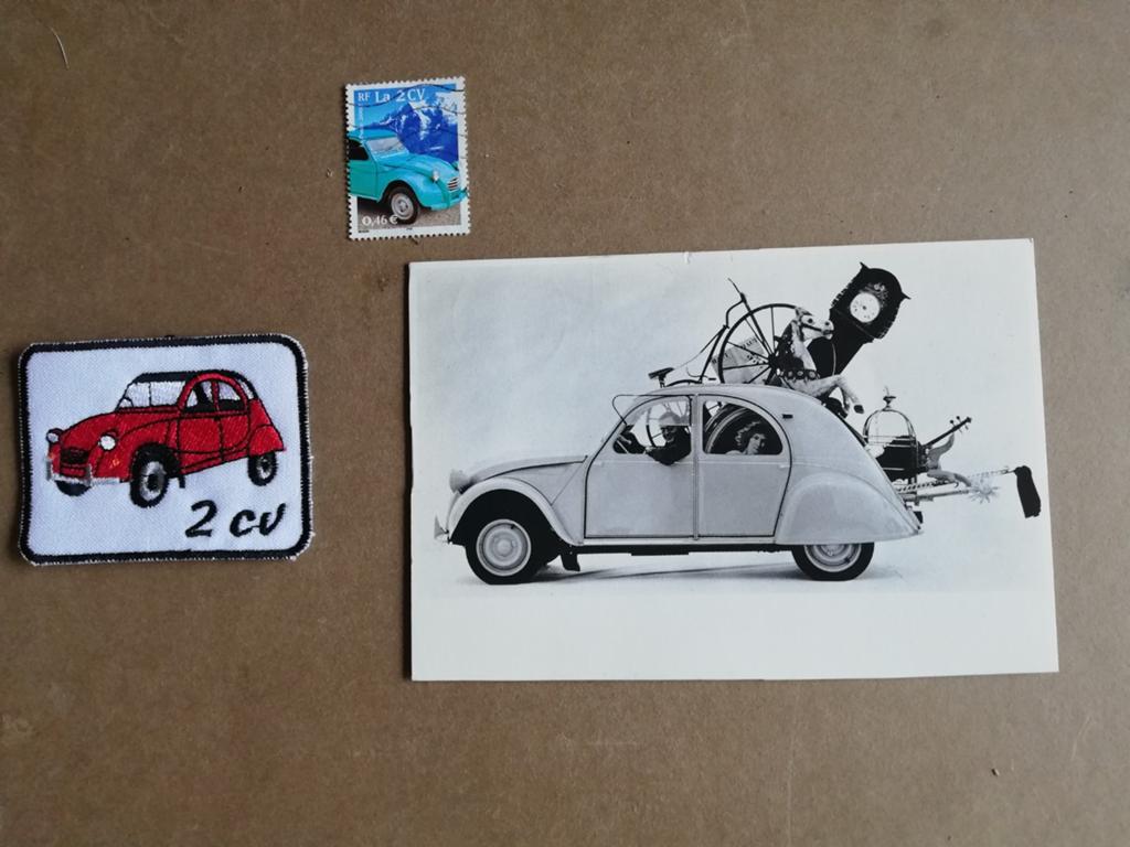 2 CV. Embleem (embroidered), ansichtkaart & postzegel., Ophalen, Zo goed als nieuw, Auto's
